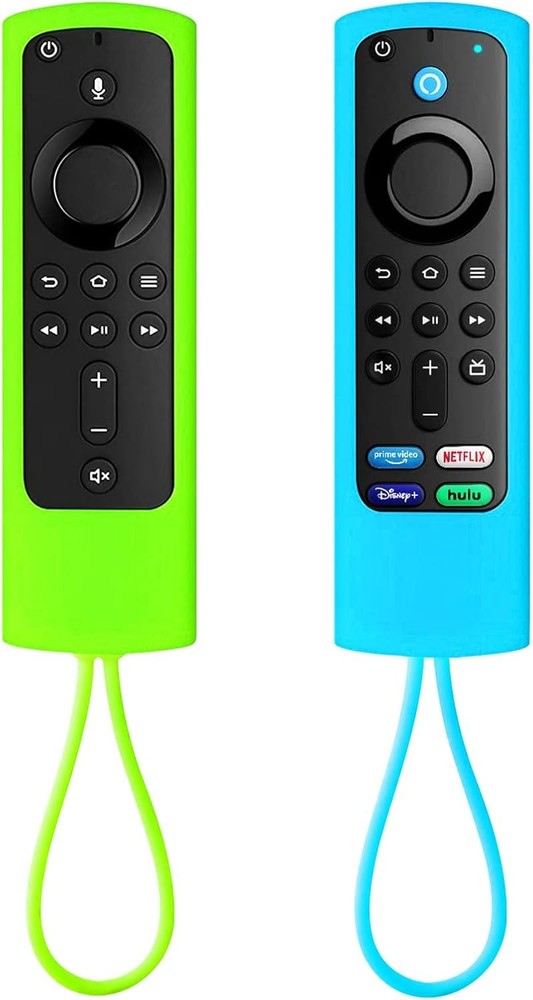 [2 Pack] Firestick Remote Cover,Silicone TV LimeGreen+DeepSkyBlue