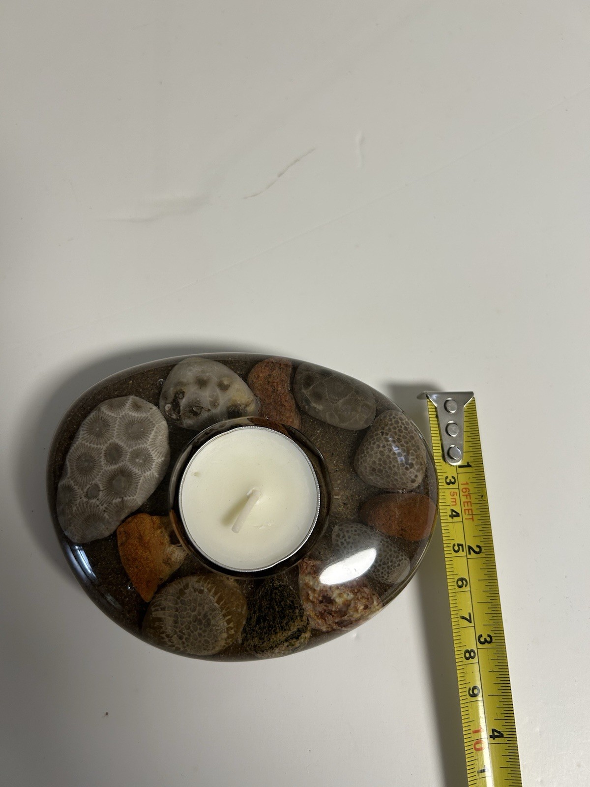 Petoskey Stone Resin Candle Holder