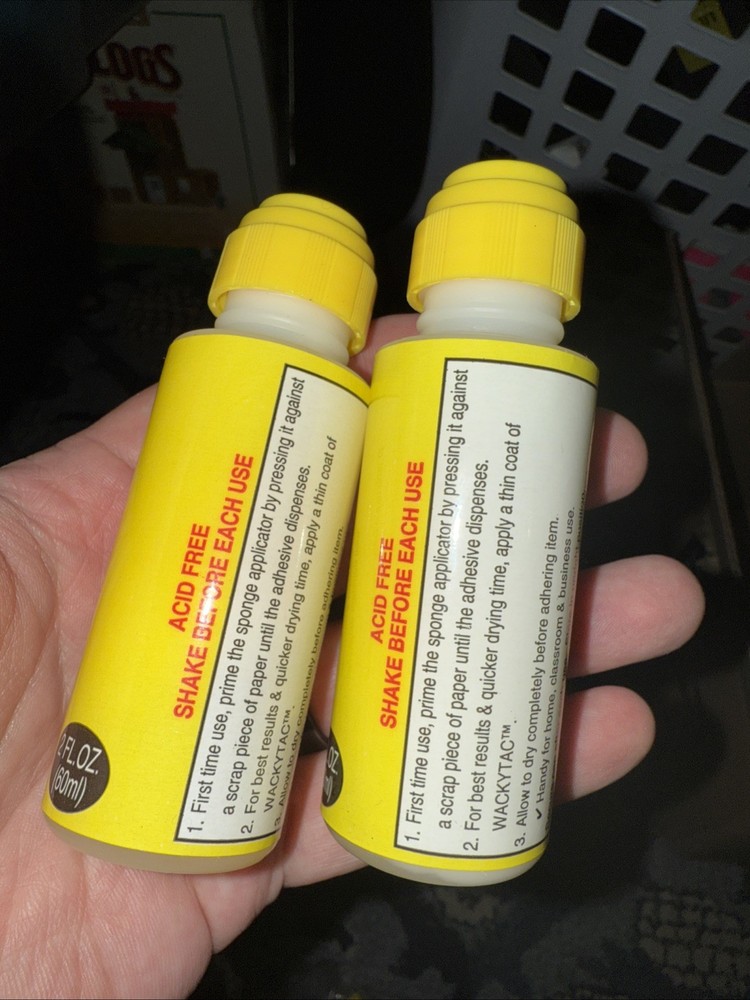 Wacky Tac Repositional Adhesive (2-Pack, 2.0 Oz Bottles) Makes Sticky Notes(D)