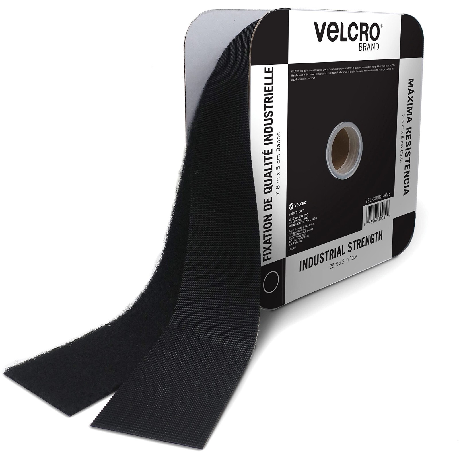 VELCRO® 2" Wide Self Adhesive Hook and Loop Strip Black Heavy Duty Brand