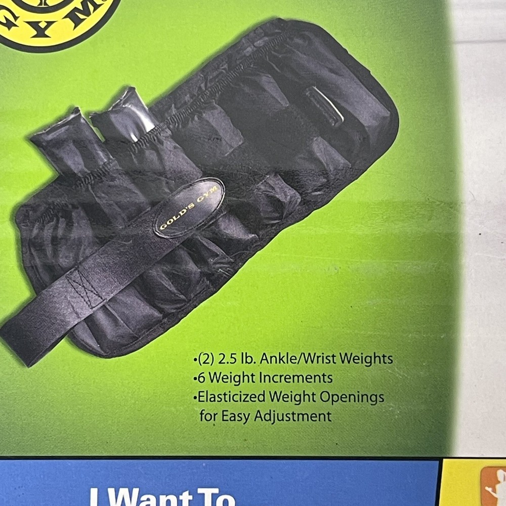 Golds Gym 5 LBS Pair Adjustable Ankle/Wrist weights. Hook and loop strap