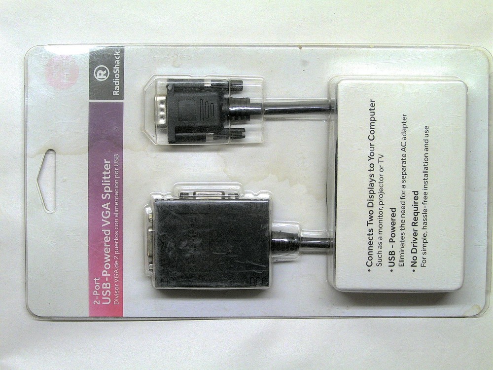 Radioshack 2-port Usb-powered Vga Splitter, Pc/mac Usb Powered