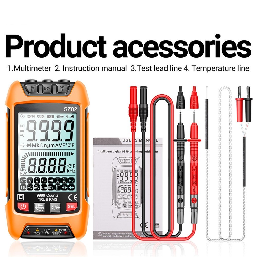 Digital Multimeter 9999 Counts True RMS Smart AC/DC Current Voltage Multimetres[