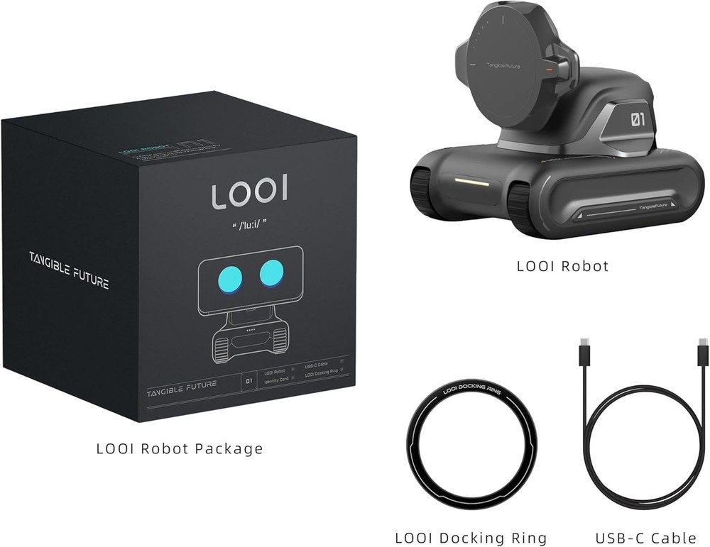 LOOI Robot-Space Black – AI Desktop Companion with Visual Understanding (Objects