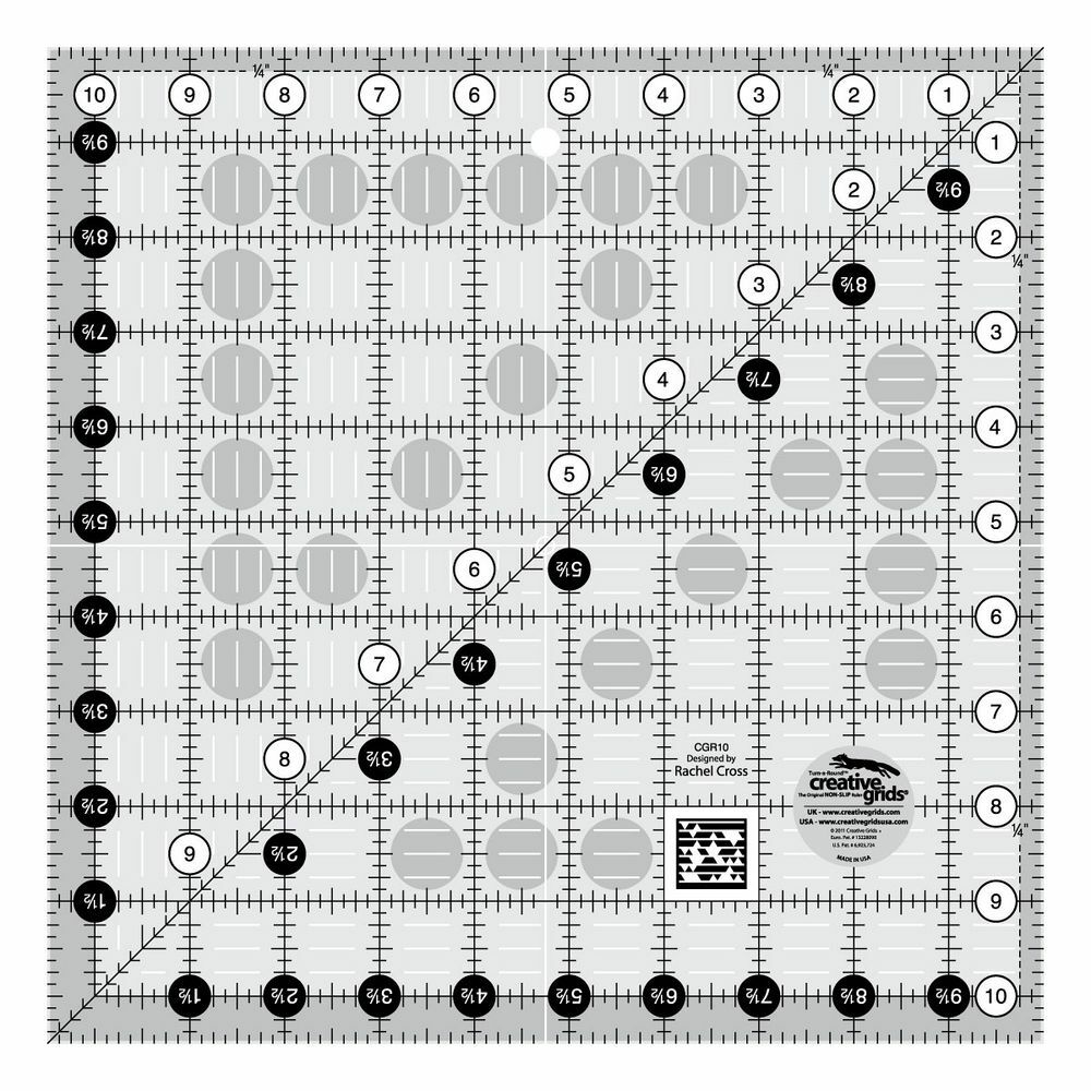 10.5" Square Creative Grids NEW QUILT RULER Gripper Dot