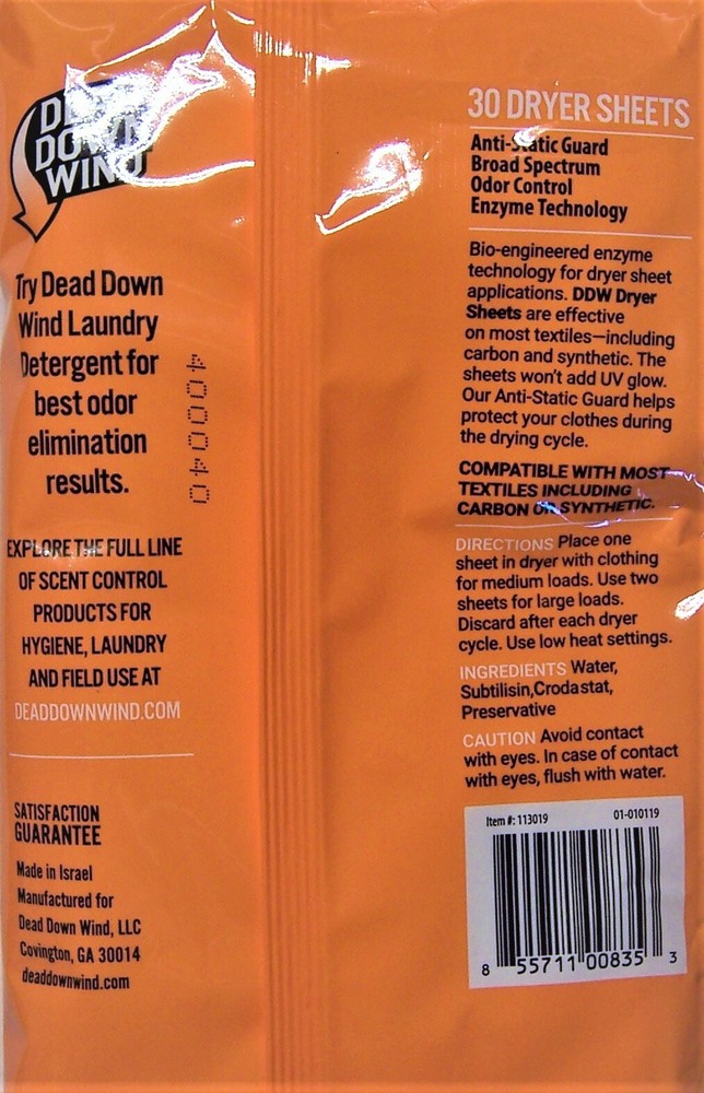 Dead Down Wind Dryer Sheets 30 Count Value Pack #113019