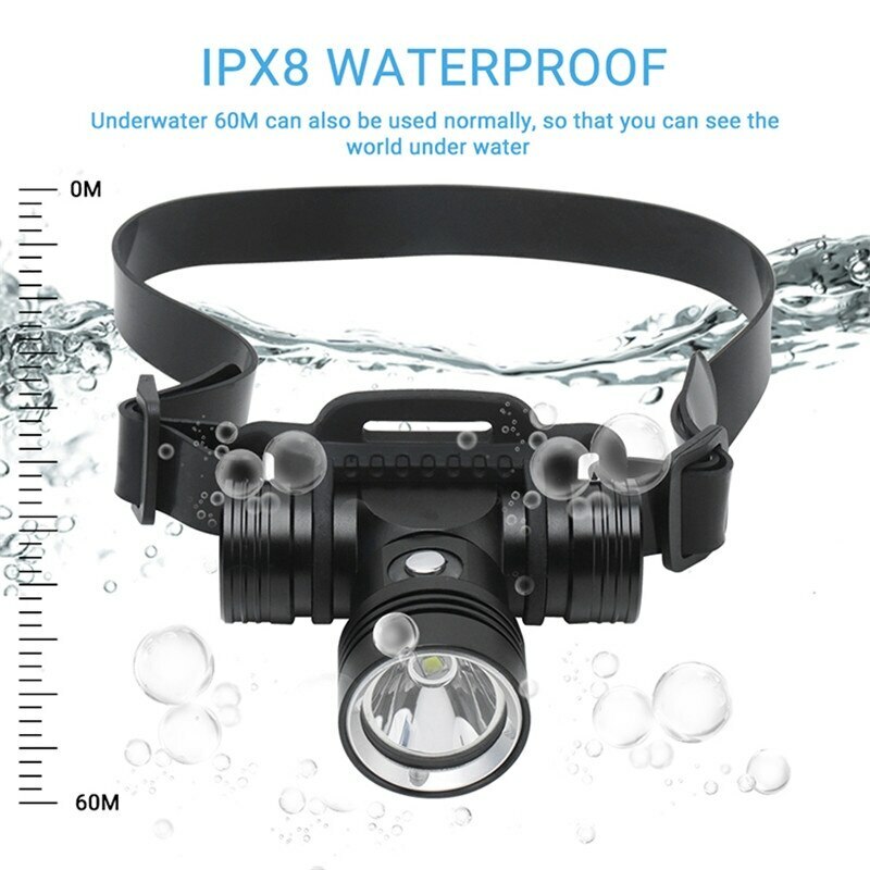 200000LM Diving Headlamp Underwater Headlight Led Scuba Head Flashlight Torch