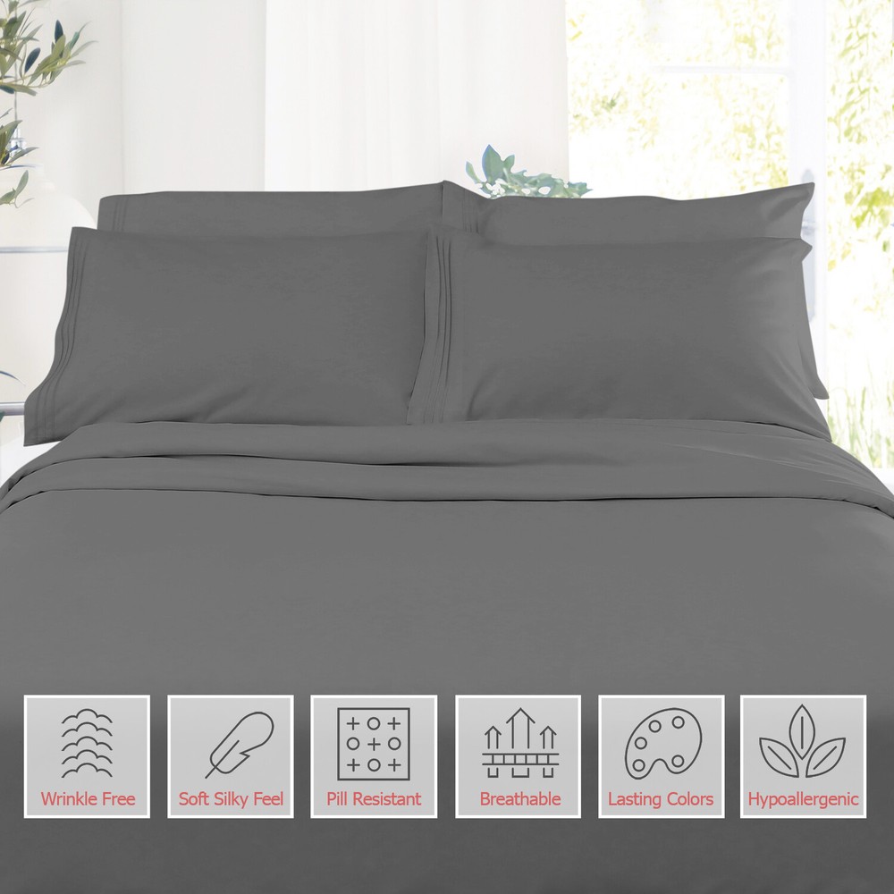 1800 Queen Or King Bed Sheets Ultra Soft Microfiber Deep Pocket 4 Pc Sheet Set