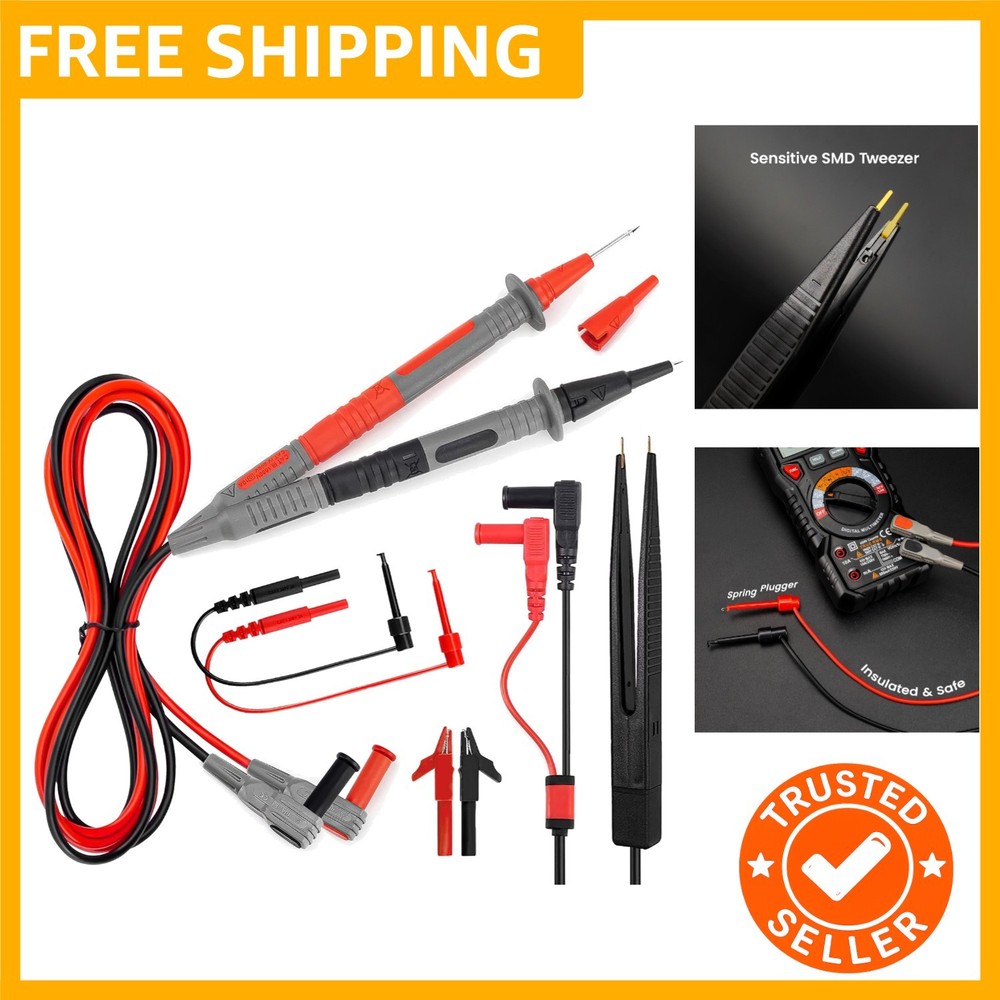 Multimeter  Lead Set for Electrical Testing, Soft Silicone  Leads Kit for Flu...