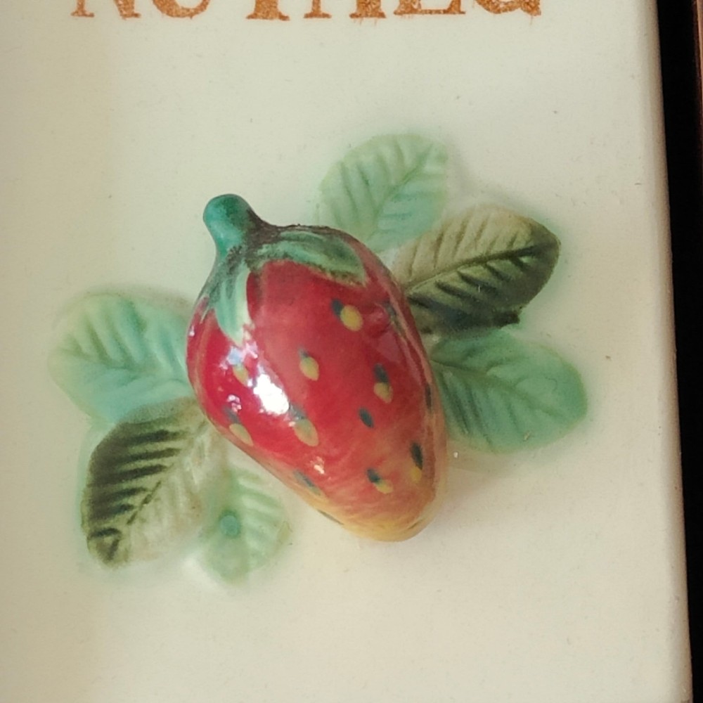 Wood Wall Spice Rack Ceramic Drawers 3D Strawberry Pulls/Knobs Cottage Core Vtg