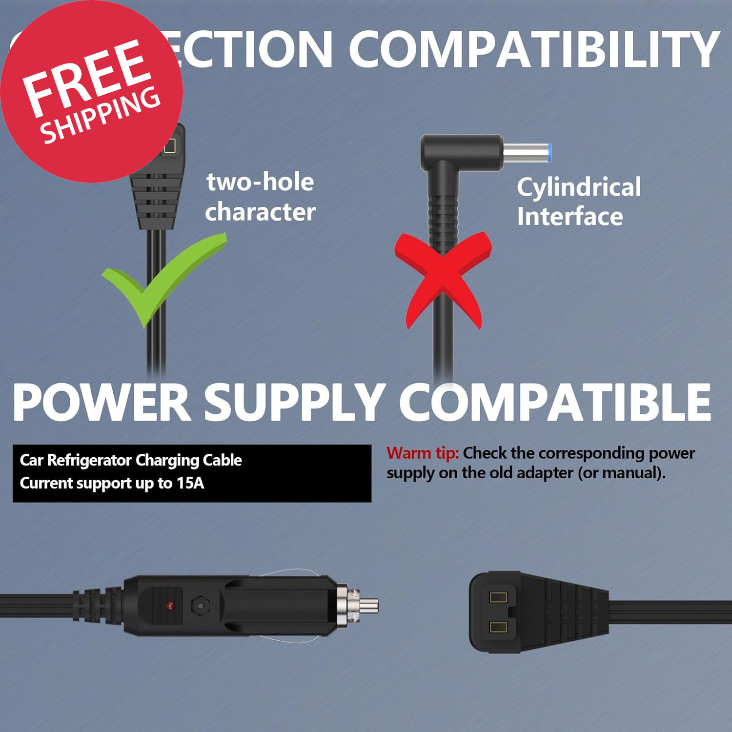 12V Portable Car Refrigerator DC Power Cord Fridge Freezer Cooler Charger Compat