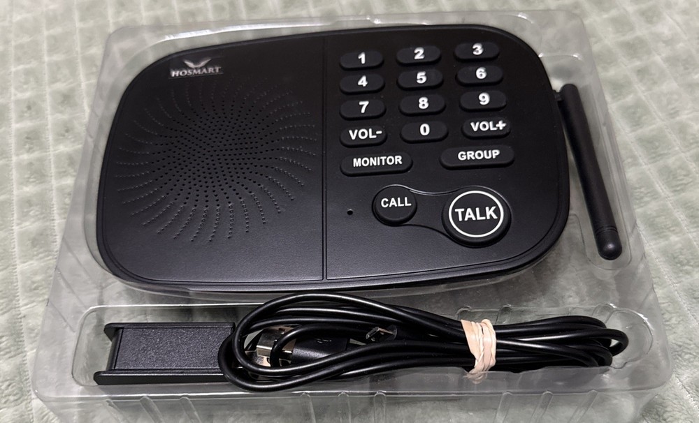 HOSMART HY810 Wireless Intercom System 10 Chan 1/2 Mile Home Black