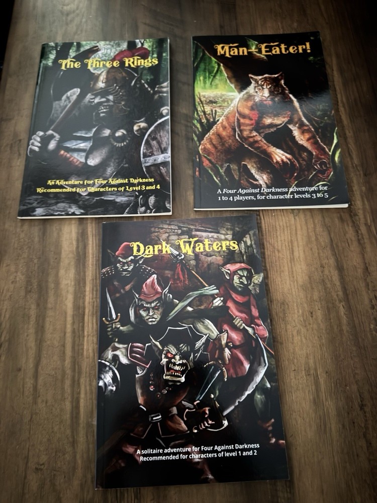 Four Against Darkness 4AD RPG Bundle - Core Rulebook + 5 Adventures -Mint Unread
