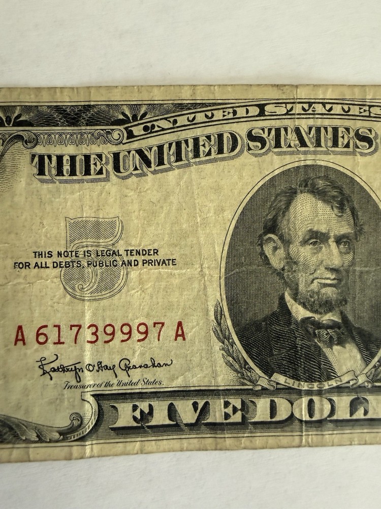 5 Dollar Red Seal US Note $5 1963 A61739997A