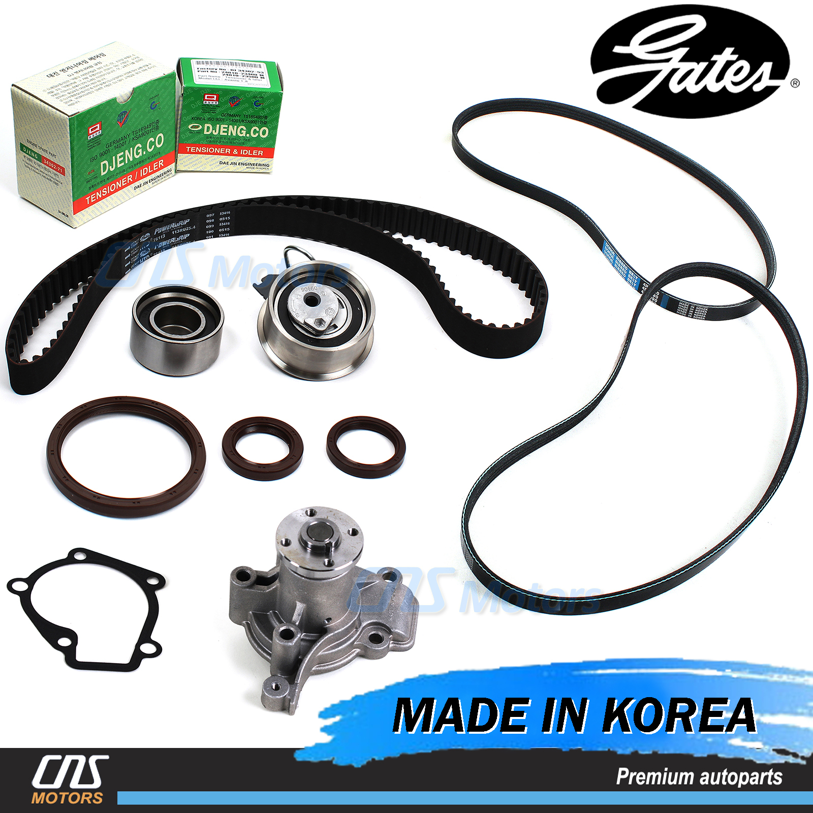 Gates HTD Timing Belt Kit V- Belt Water Pump for 2005-2010 Hyundai Kia 2.0L⭐⭐⭐⭐⭐