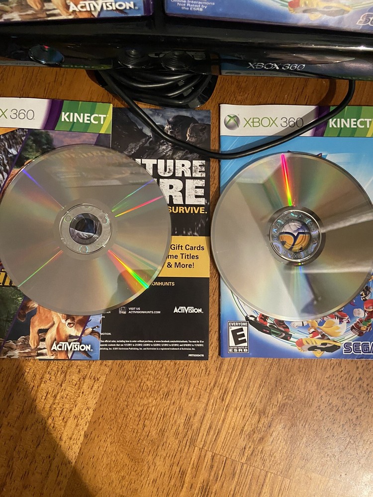 Xbox 360 Kinect Sensor Bar Two Game Bundle Sonic Free Riders Fast Shipping