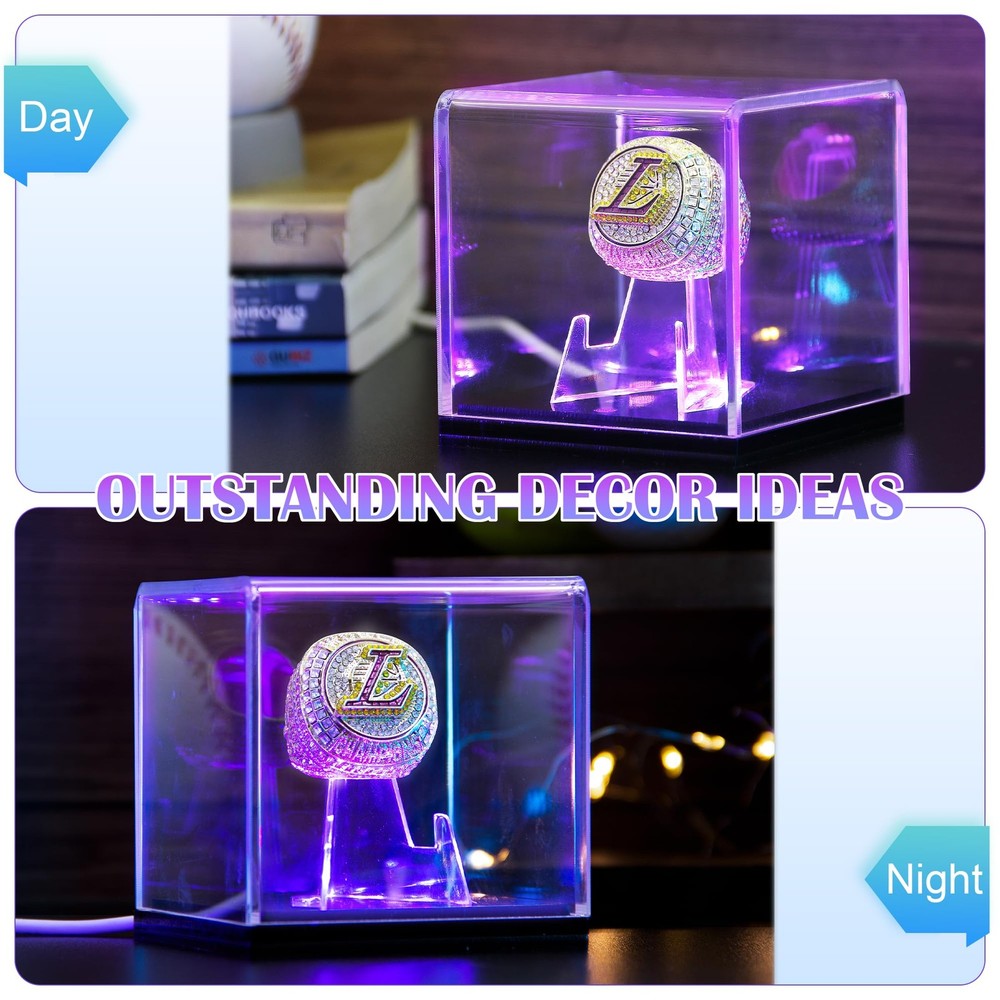 Championship Ring Display Case with Led Light, UV-Protected Clear Challenge...
