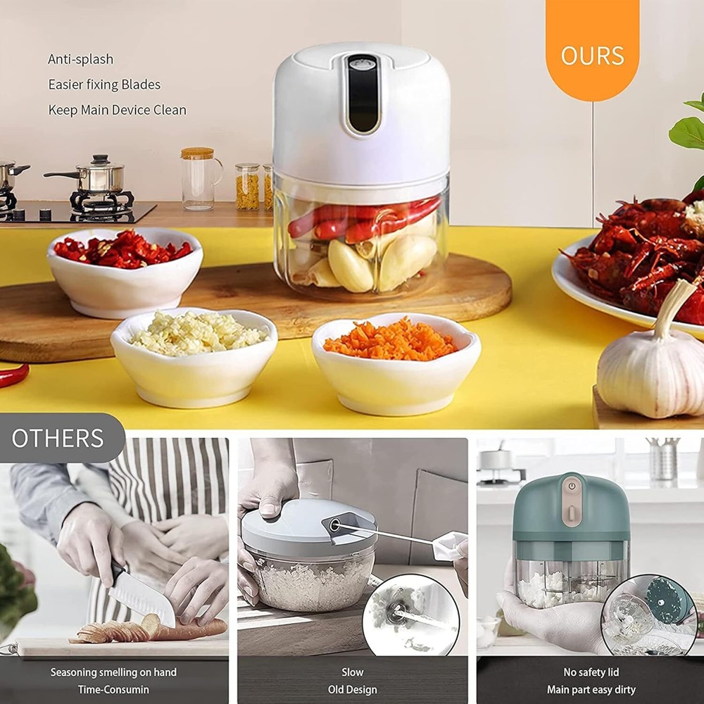 Electric Mini Garlic Chopper 250ML USB Rechargeable