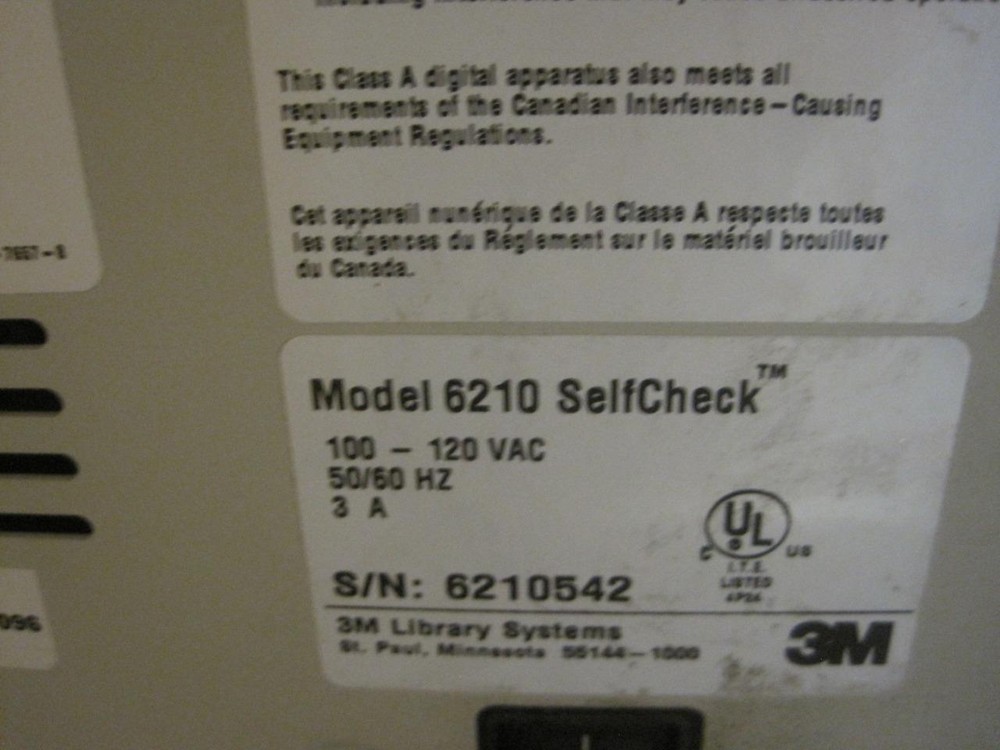 3M LIBRARY SYSTEMS 6210 SELF CHECKOUT SELFCHECK W/ SOFTWARE + LASER BARCODE