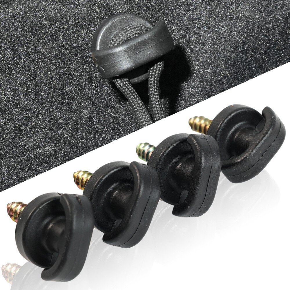 4PCS Rear Trunk Boot Cargo Net Envelope Net Clips Ring Screws Tie Down Hook Loop