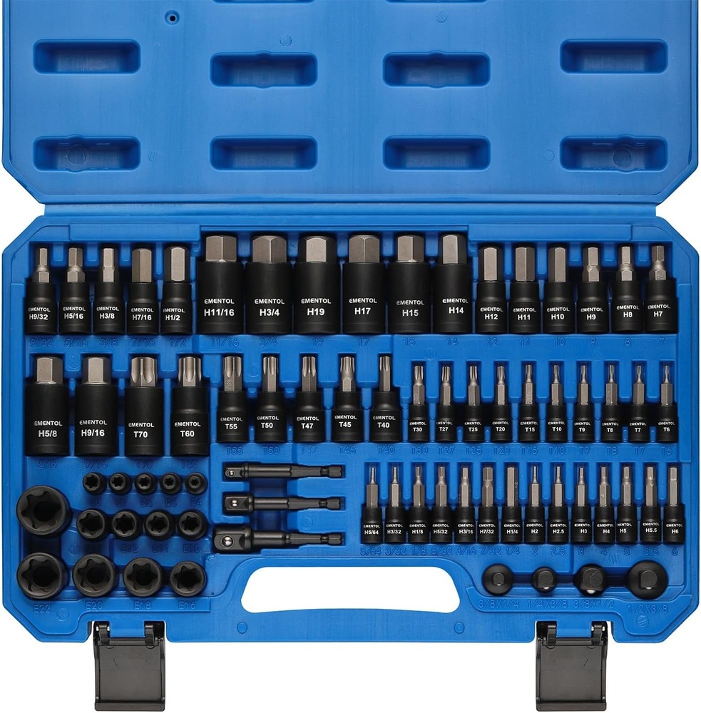 71 Piece Torx Bit & Hex Bit Socket Set Master Sae/Metric 1/4" 3/8" and 1/2"