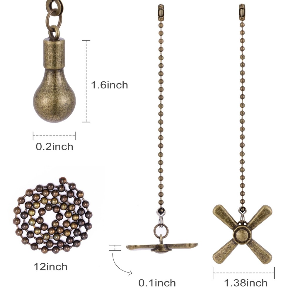 Ceiling Fan Pull Chain Ornaments, 13.6 Inches Fan Pulls Extension