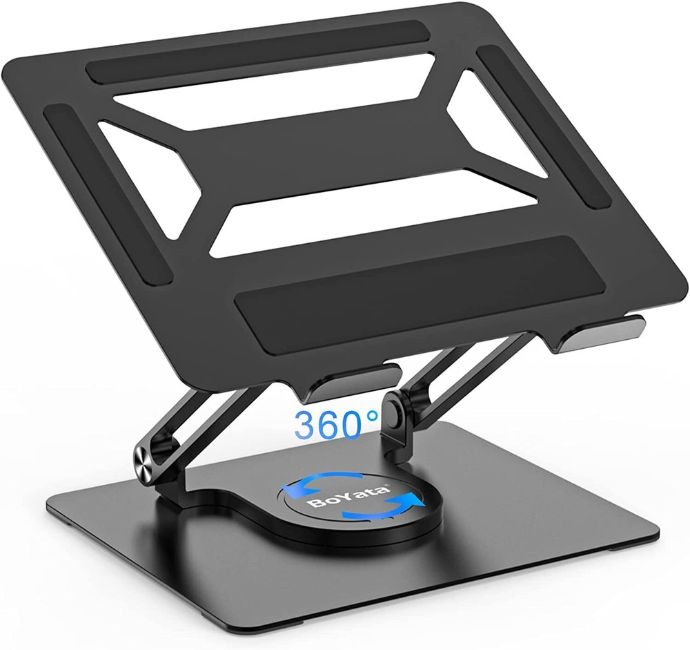 BoYata Laptop Stand for Desk, Adjustable Computer Stand with 360° Rotating Base