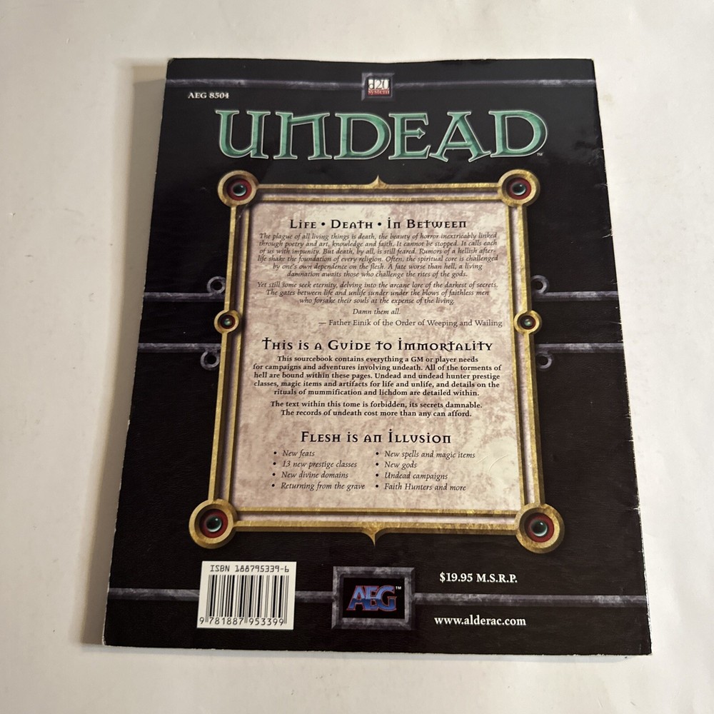 Dungeons and Dragons Undead Sourcebook d20 System RPG