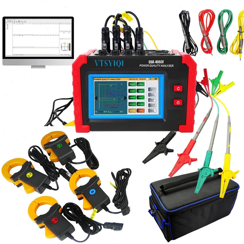 Power Quality Analyzer Logger with Current Clamp Range 0.10~100A USB Interface