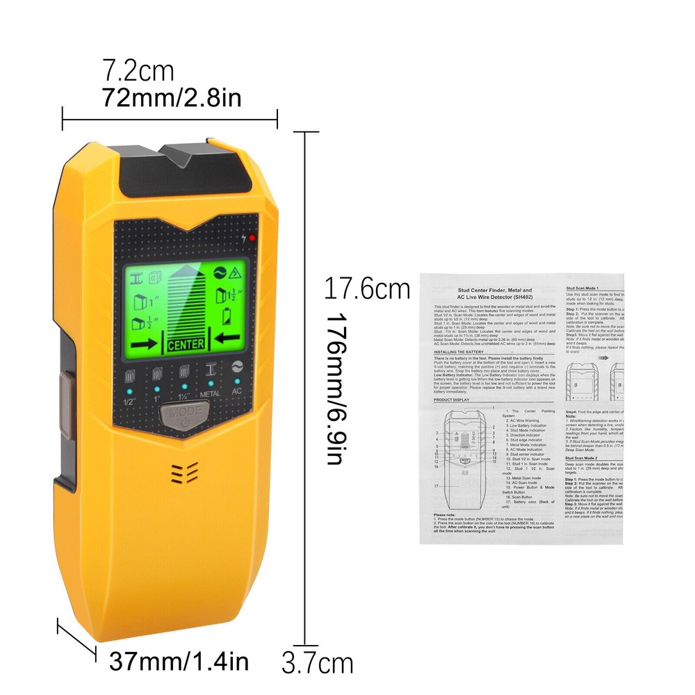 Wall Stud Finder Sensor Wall Scanner 5 in 1 LCD Electronic Detector Detection