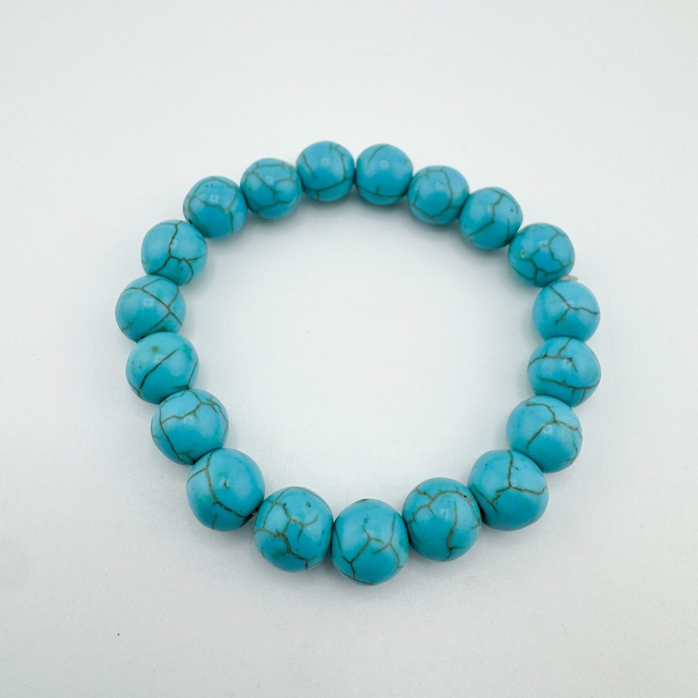 4 Turquoise Bead Bracelets Stretch Owl Stack Layer Southwestern Retro Boho