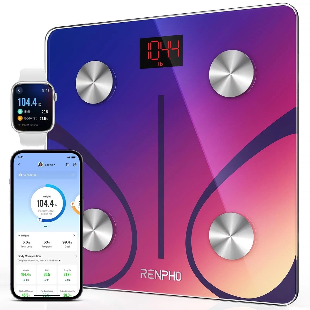 RENPHO Smart Scale Bluetooth Body Composition BMI Bathroom Scale Red Gradient