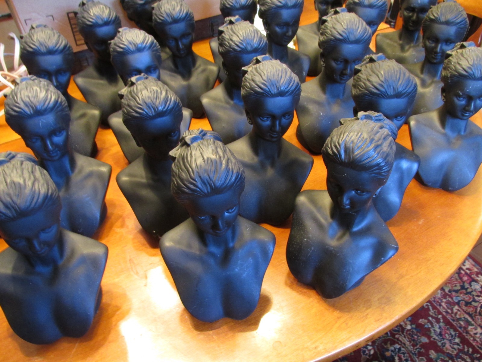 Jewelry Bust Display Stand Black Plastic Resin Mannequin Necklace & Earring used