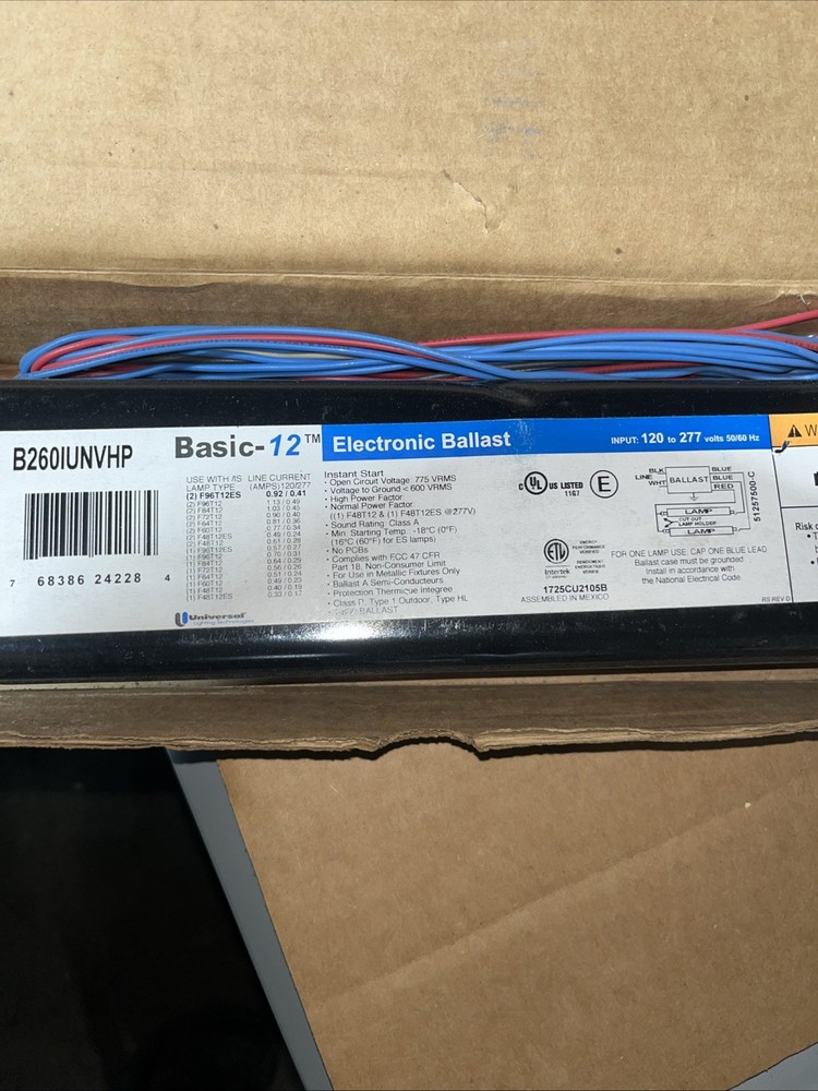 💡 Universal Lighting Electronic Ballast Basic-12 B260IUNVHP 000I ~ 120-277 NEW