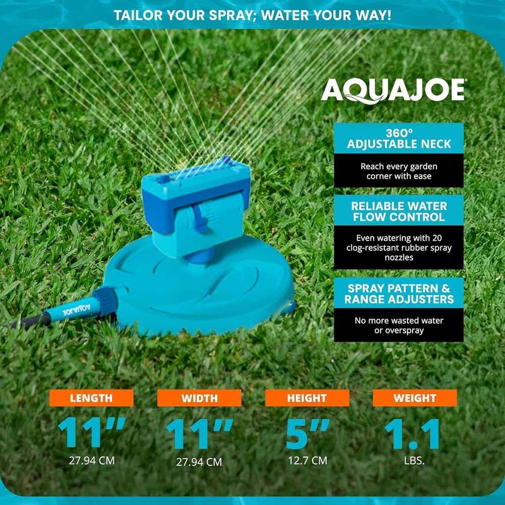 AJ-OSPR20 Mini Oscillating Sprinkler: 4,250 sq. ft. Coverage & Adjustable Design