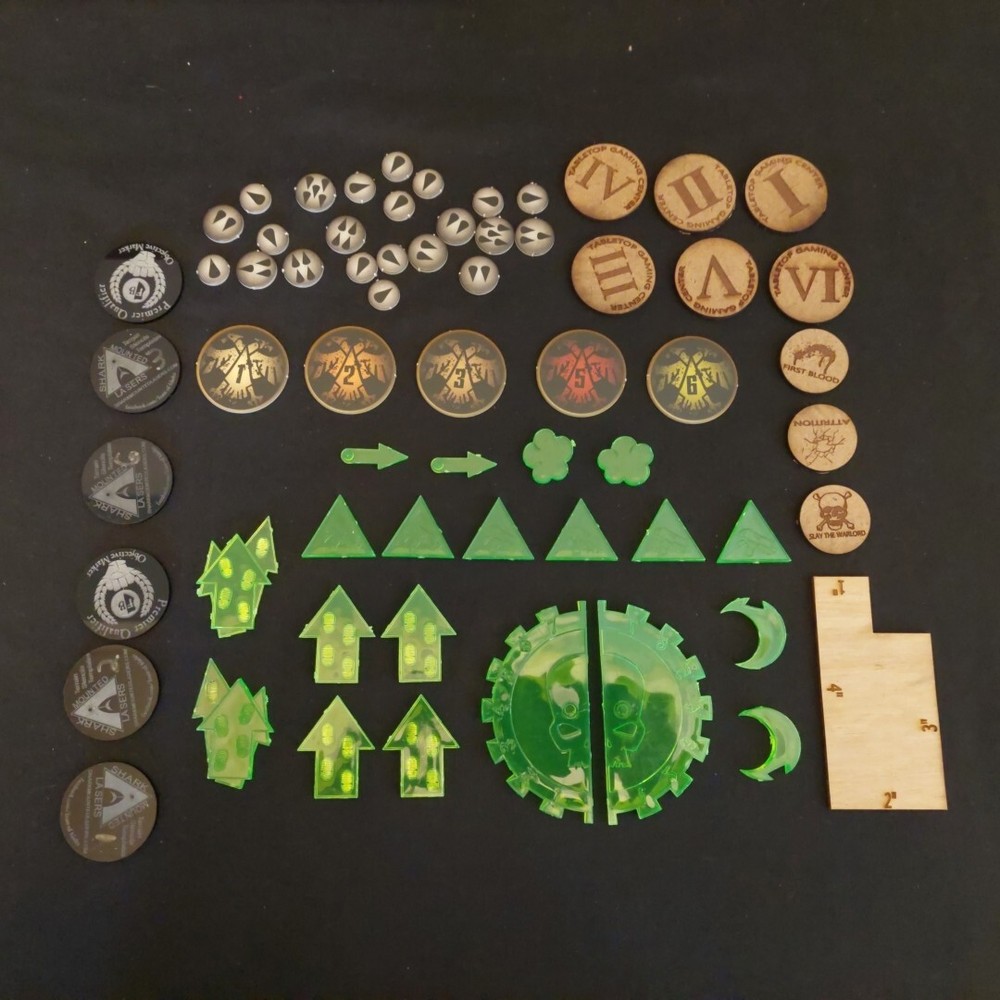 Warhammer 40k Counters Objective Markers Lot - Green Translucent Custom Tool