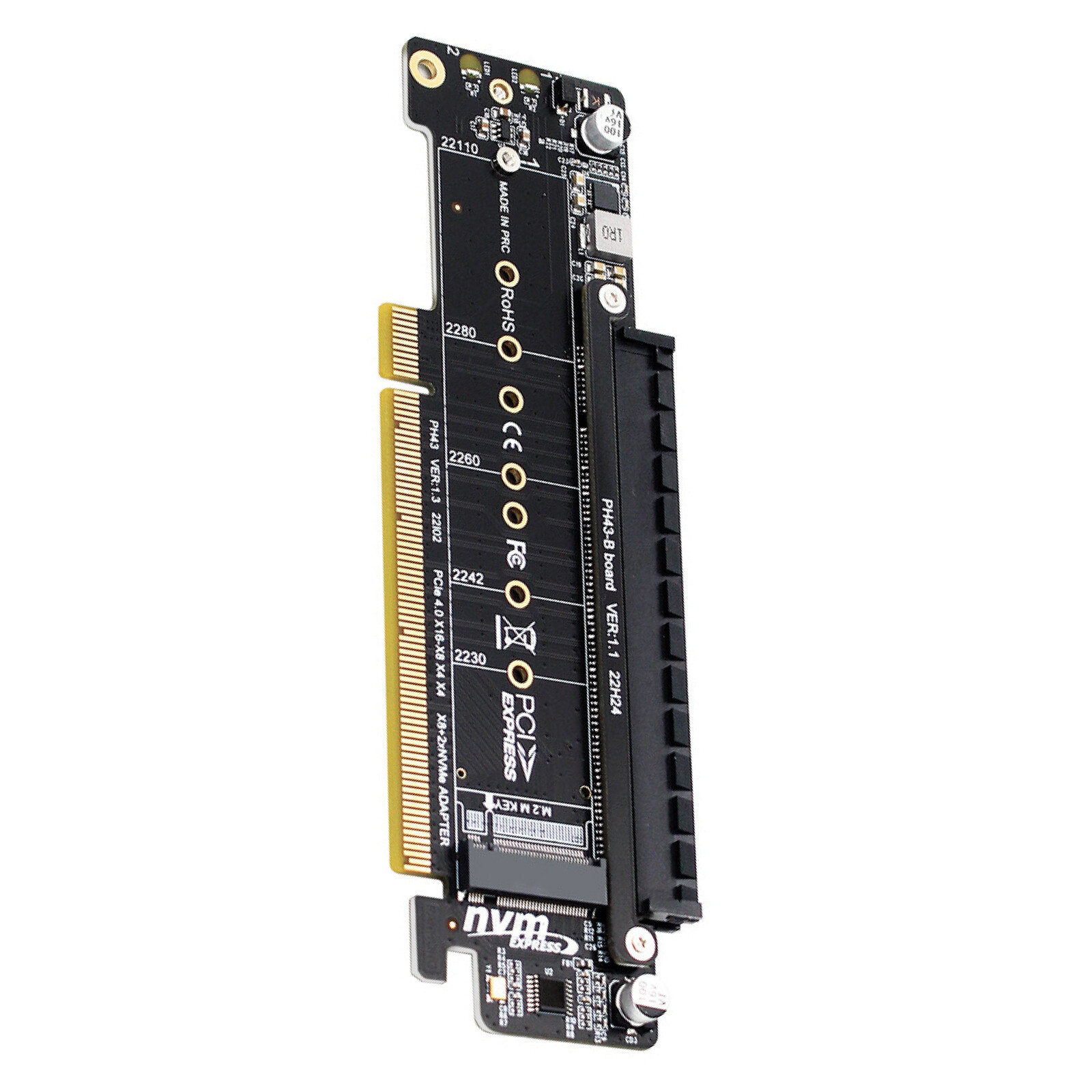 PCIE 4.0 x16 to x8+x4+x4 Expansion Riser Card M.2 NVME x2 Input Designed