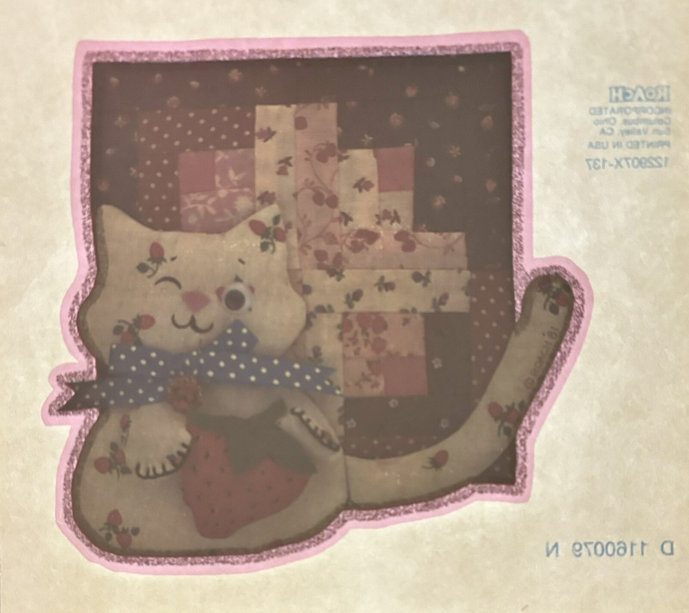 Original Vintage Cute Cat Small Iron On Transfer