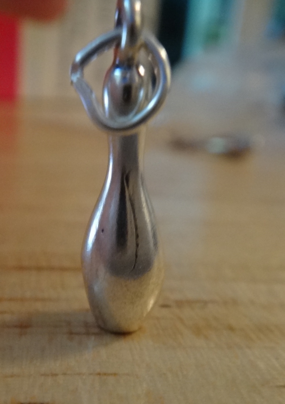 Sterling Silver 3D 21x6mm Bowling Pin Charm