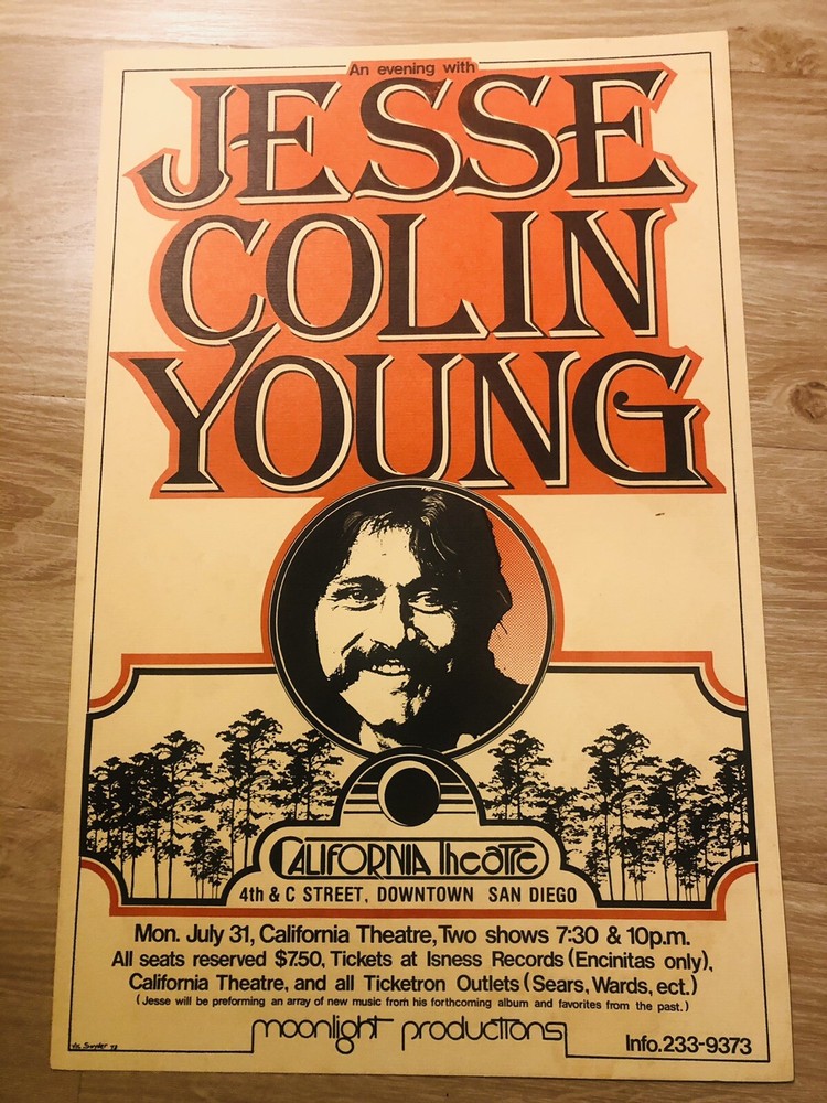 Vintage  1978 Jesse Collin Young poster