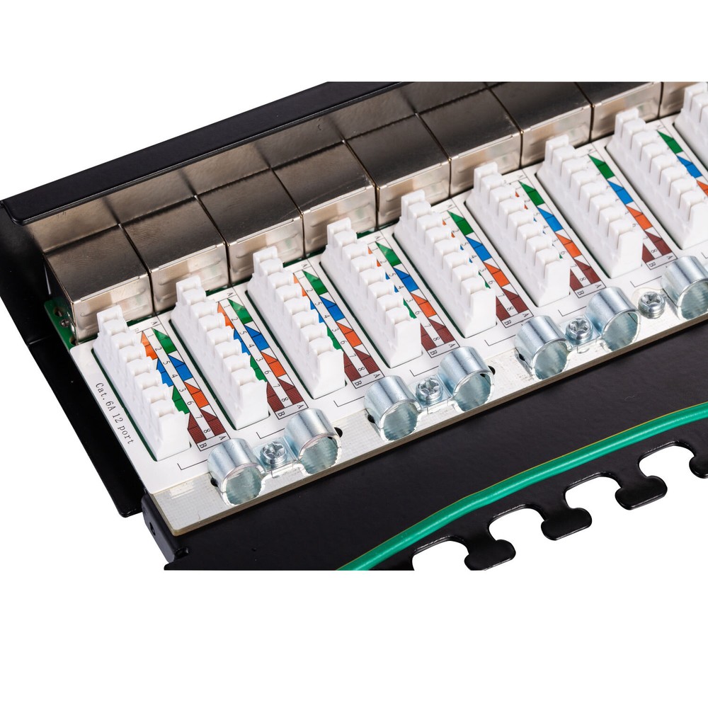 12 port Cat6A Shielded Patch Panel for Termination and Patch of Network Cables