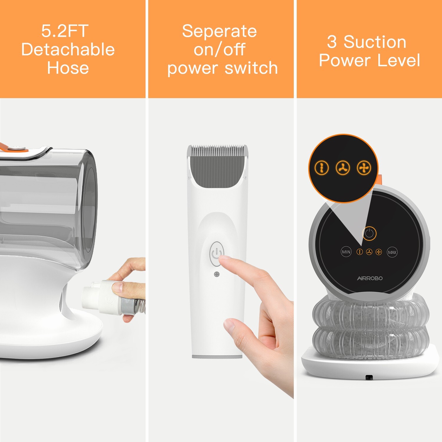 AIRROBO PG100 Pet Grooming Vacuum & 5 Grooming Tools, 12000Pa Suction Power New