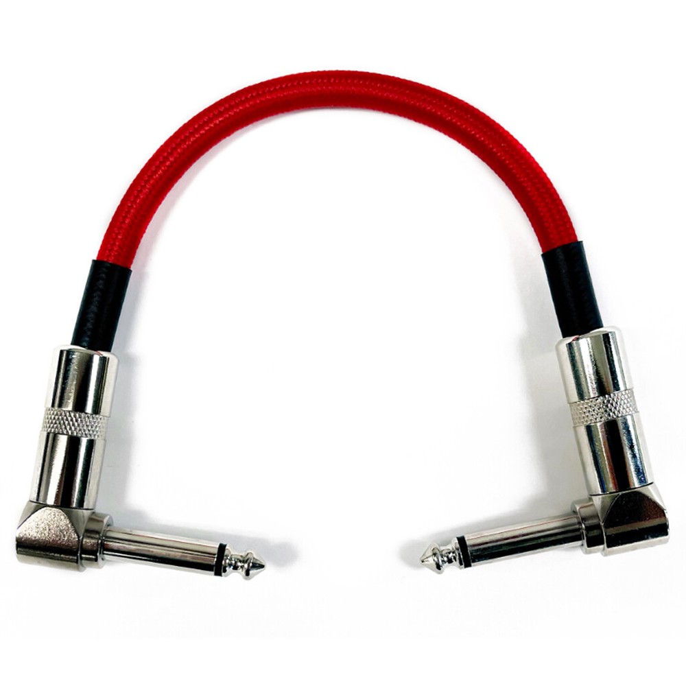 6 Pack | Strukture Right Angle 6'' Inch Woven Effect Pedal Patch Cable | Red