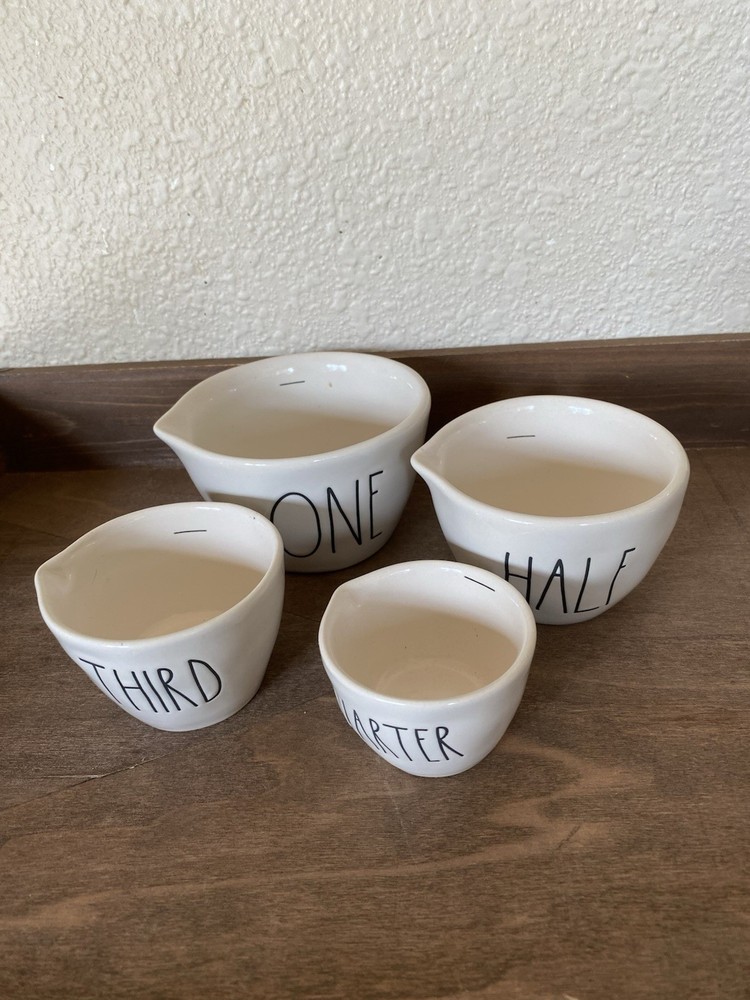 RAE DUNN 4 PIECE NESTING MEASURING CUPS FARMHOUSE STYLE CERAMIC