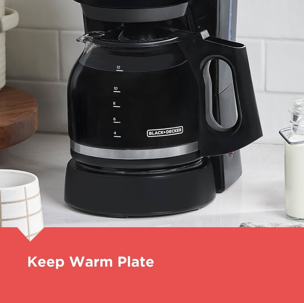 BLACK+DECKER 12-Cup Drip Coffee Maker with Easy On/Off Switch