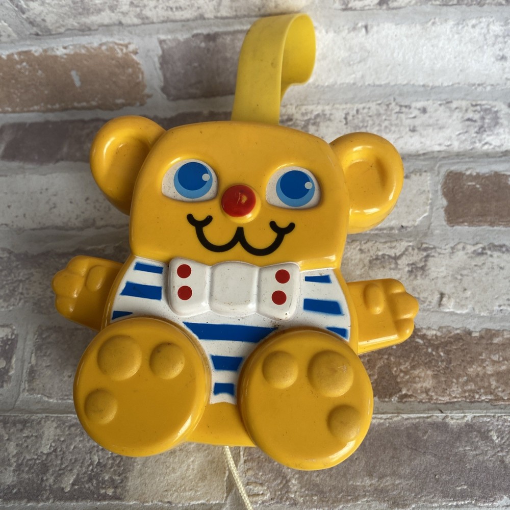 Vintage 1988 Matchbox Pull String Musical Teddy Bear Mobile Cot Toy Moving Arms