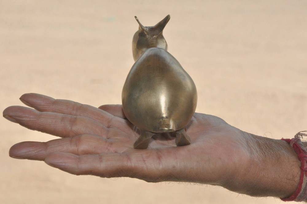 Old Brass Handcrafted Solid Rabbit Figurine , Collectible