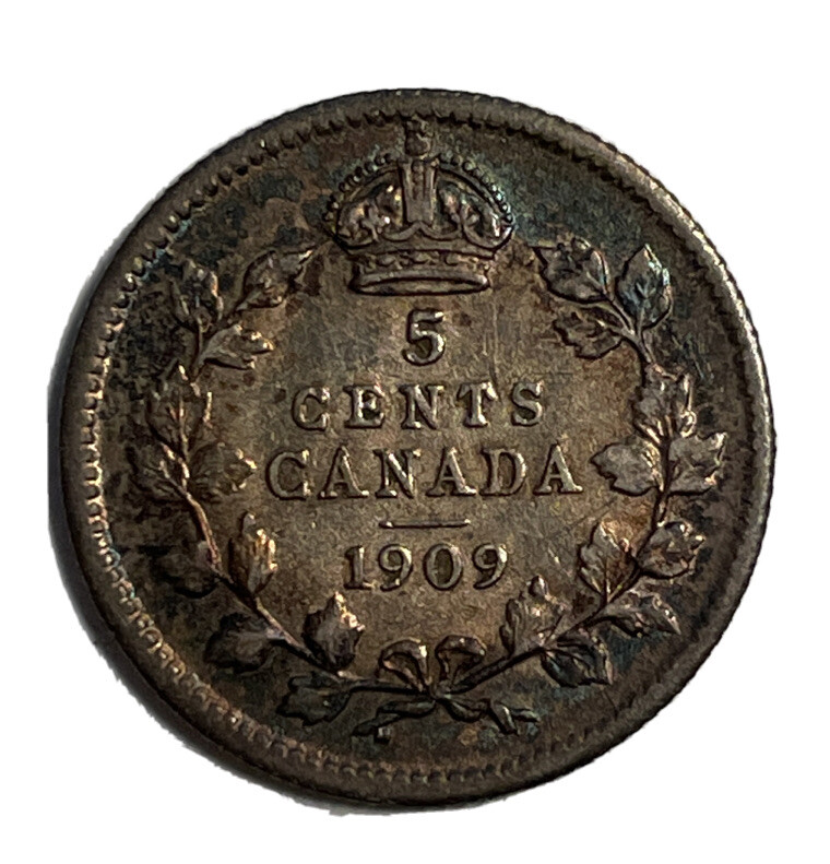 1909 Five Cent Canada Rounded Leaves