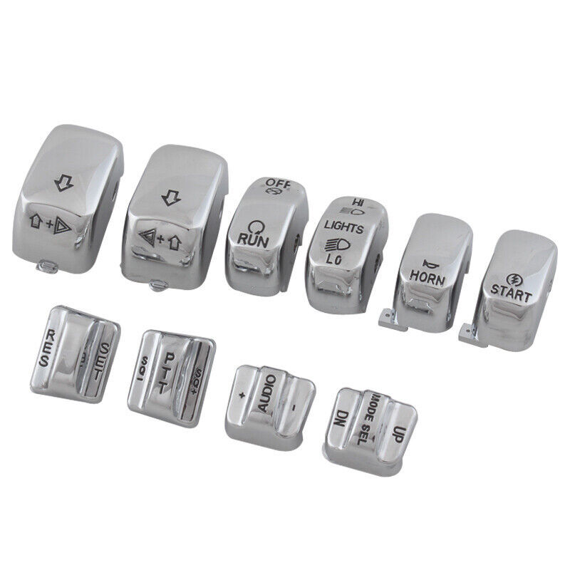 Chrome Hand Control Switch Housing Button Covers Caps Set Fit For Harley Dyna US