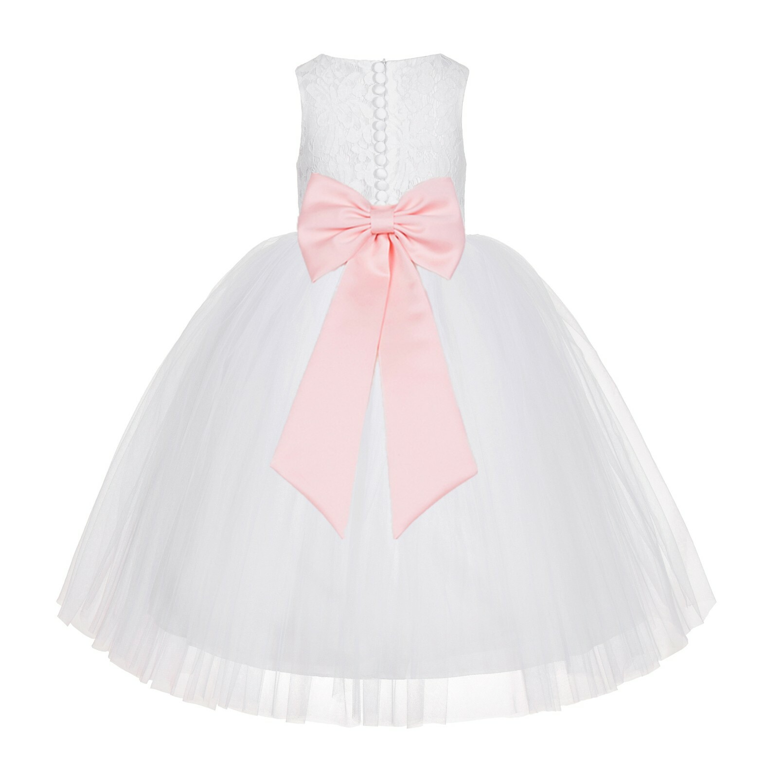 White Lace Flower Girl Dress Wedding Bridesmaid Dress Graduation Dress Birthday